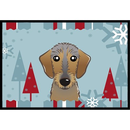 JENSENDISTRIBUTIONSERVICES Winter Holiday Wirehaired Dachshund Indoor & Outdoor Mat, 18 x 27 in. MI2556716